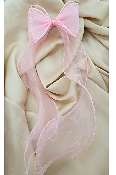 PETEK AKSESUAR Γυναικεία μακριά αγκράφα με φιόγκο από τούλι σκούρο ροζ