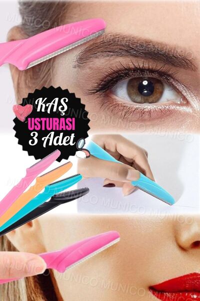 Munico Kadınlar İçin 3'lü Kaş Usturası – Yüz Jileti ve Genital Temizleme Araçları Taşınabilir ve Etkili
