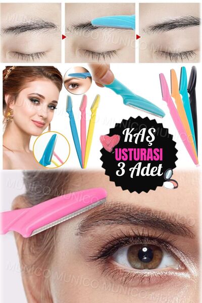 Munico Kadınlar İçin 3'lü Kaş Usturası – Yüz Jileti ve Genital Temizleme Araçları Taşınabilir ve Etkili