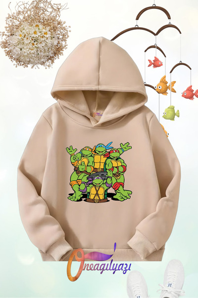 oneagılyazı سويت شيرت بقلنسوة للأطفال مطبوع عليه نينجا