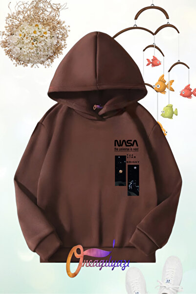 oneagılyazı NASA crna dečija majica - sa štampanim tekstom i kapuljačom