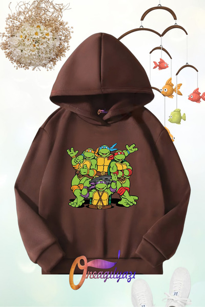 oneagılyazı سويت شيرت بقلنسوة للأطفال مطبوع عليه نينجا