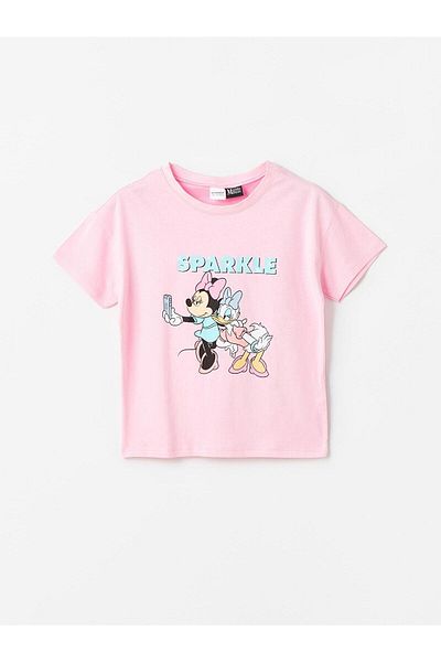LC Waikiki LCW Kids - Σετ πιτζάμες με κοντομάνικο σορτς με ροζ στάμπα Minnie Mouse