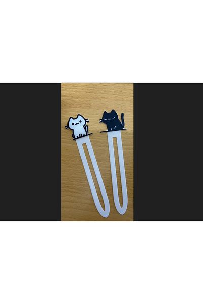 gadget gurme Double Colored Cat Patterned Bookmark - 2 Pcs