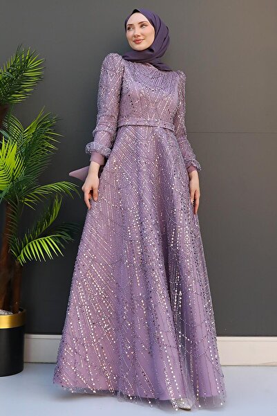 giz astore Selver Tesettür Abiye Lila
