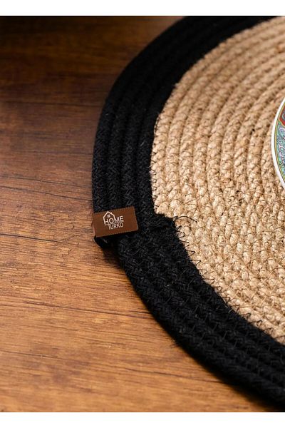 HomeTurko Țesătură nordică din iuta din răchită - 2 plăci de încărcare și accesoriu pentru decorarea peretelui