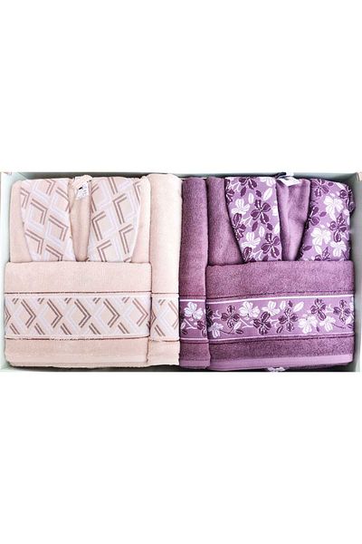 Özdilek Set Familie Bej-Murdum FIORE LINE - Set halat de baie