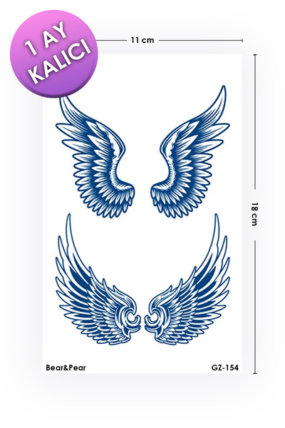 BP Tattoo 1 Ay Kalıcı Tattoo Gerçek Dövme Görünümlü Kanat Dövmesi