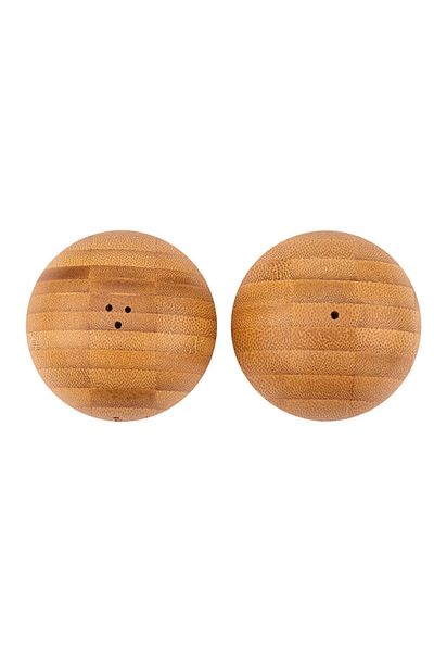 MİEN 2-Piece Bamboo Pepper Shakers - Ball Shaped Salt and Pepper Shakers Set