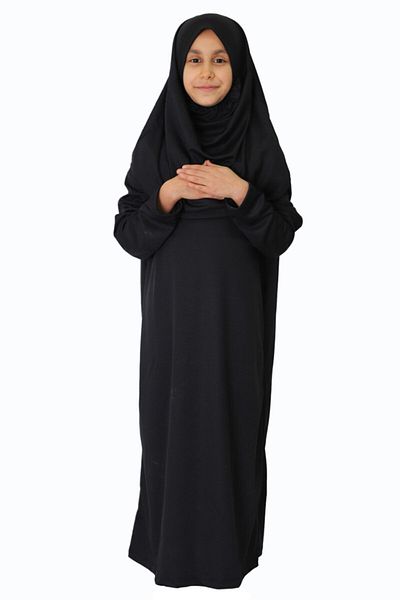 ZEHRANAZ NAMAZ ELBİSESİ Black Non-Zipped Prayer Dress for 9/12 Years Old Children