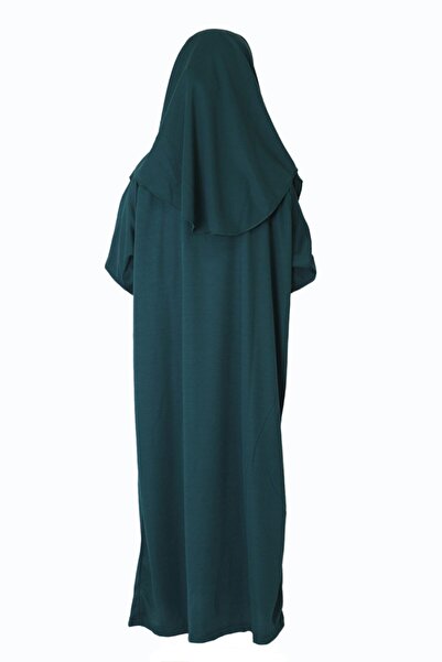 ZEHRANAZ NAMAZ ELBİSESİ Φόρεμα προσευχής χωρίς φερμουάρ σε σκούρο σμαραγδί για παιδιά 9-12 ετών