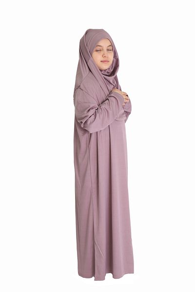 ZEHRANAZ NAMAZ ELBİSESİ Παιδικό φόρεμα προσευχής 5/8 ετών Dusty Rose - Χωρίς φερμουάρ