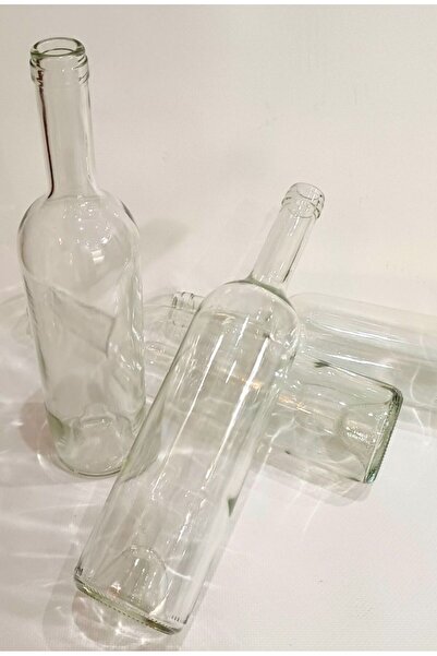 Dekoratif atölye 1 Adet Dibi Çukur Şeffaf Cam Şişe 750cc - Şarap Zeytinyağı S...