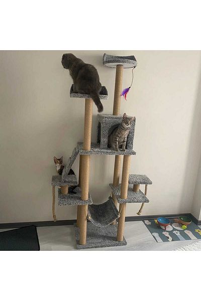 pethomealpi Luxury Cat Scratching House and Play Platform - with Hammock and Nest