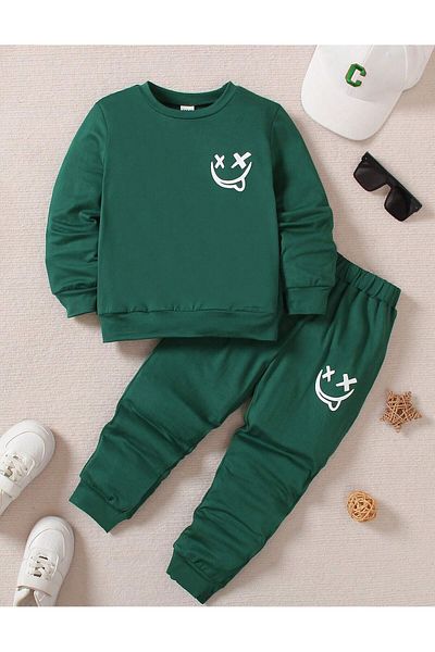 Lush Children's Crew Neck Printed Sweat Tracksuit Set