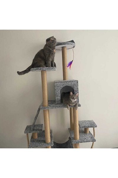 pethomealpi Luxury Cat Scratching House and Play Platform - with Hammock and Nest
