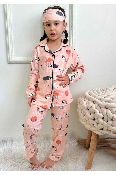 BİR DOZ ÇOCUK GÜLÜŞÜ Girl's Cotton Cloud Patterned Set