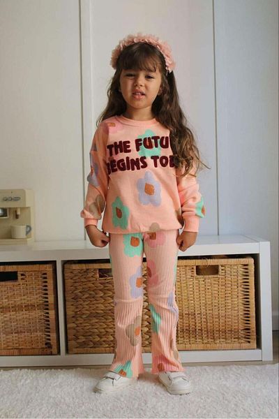 MİNİKO KİDS Girl's Cotton Tights and Ankle Collar Tracksuit Set