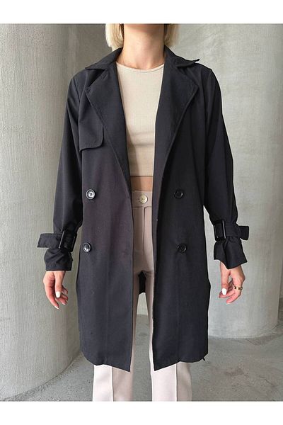 NDN STORE Bondit Fabric - Seasonal Long Women's Trench Coat with Double Pockets