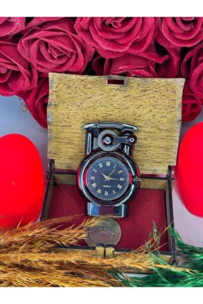 HK GİFT SHOP Kişiye Özel Lüks Saatli Pürmüzlü Gazlı Çakmak