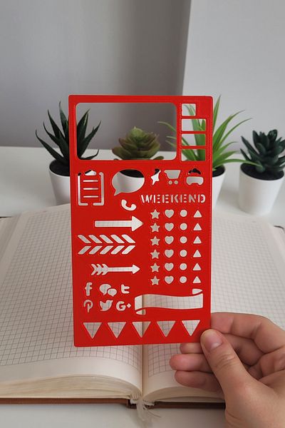 Karmelom Studio Bullet Journal Daily Plan Icons Template Ruler