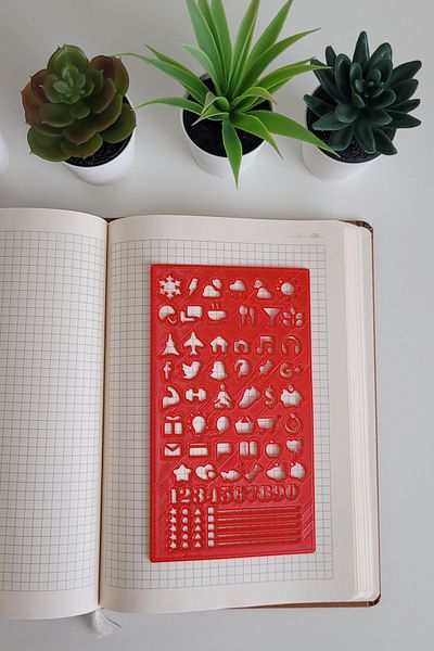 Karmelom Studio Bullet Journal Montessori Listing and Daily Life Icons Template Ruler