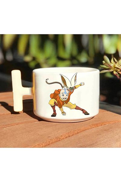 GünayStore Avatar - the Last Airbender White t Handle Mug - Aang Katara Sokka Appa Handmade
