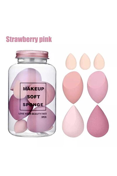ROWENAROSE 7'li Armut Sünger Seti Kavanozlu Pembe Renk