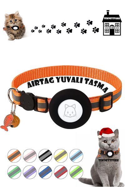 TEKNETSTORE Airtag Cat and Dog Collar with Slot Locked Safety Apparatus Airtag Case and Bell Collar GPS