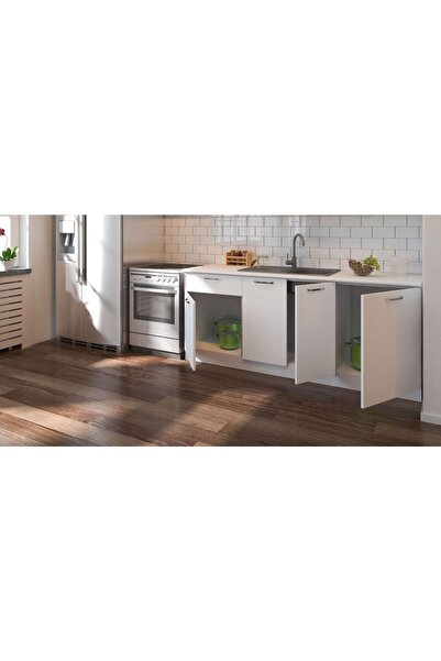 Tdesigno Sedef Mutfak ALT Modülü 200 Cm -beyaz– Tezgah Dahil Değil