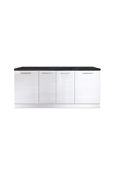 Tdesigno Emilia Mutfak Alt Modül 180 cm Beyaz - Antrasit Tezgah Dahil