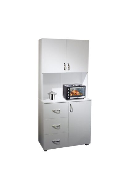 Tdesigno Zeren Çok Amaçlı Dolap-Mikrodalga Dolabı-Erzak Dolabı-3 Çekmeceli -K...