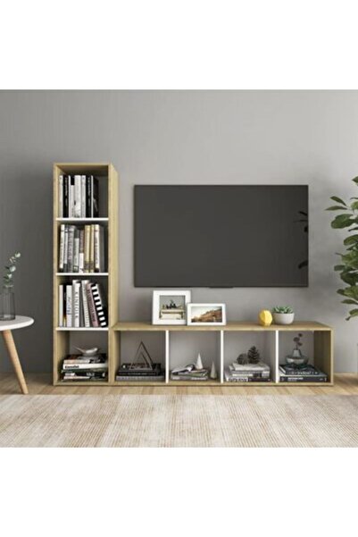 Tdesigno Tdesıgno Rengul Kitaplıklı Televizyon Sehpası - Ünitesi -kitaplık Me...