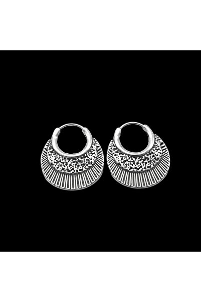 Viking Büyük Boy Vintage Model Halka Kararmaz & Paslanmaz Etnik 316L Çelik Küpe