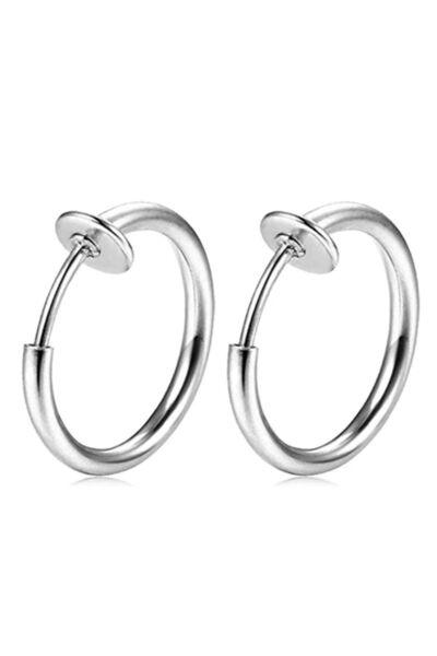 Genel Markalar Fake Piercing-küpe 2'li Gümüş Renk Sıkıştırmalı 316l Paslanmaz Çelik (kulak-burun-dudak)