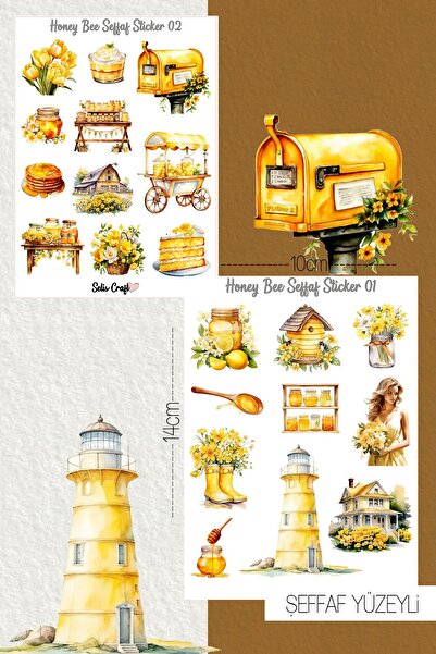 SelisCraft Bal & Arı Temalı Şeffaf Sticker Seti 01-02 Ajanda Planlayıcı Bulle...