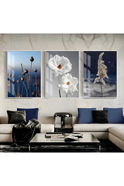Harika bir ev Hari̇kabi̇rev | Dark Blue-Silver 7 Stylish Flowers and Tassel |...