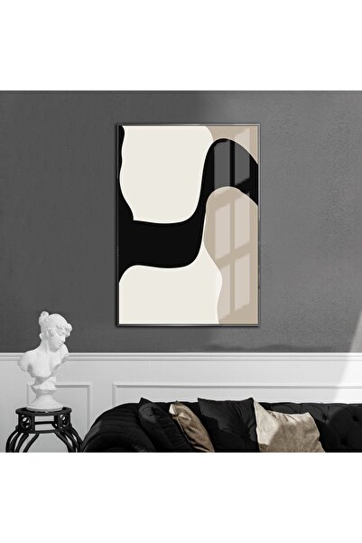 Harikabirev HARİKABİREV | CREM-BEJ-NEGRU SOYUT MODEL 3 | TABLĂ DE STICLA TEMP...