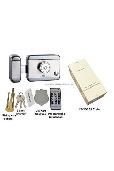 Marelli motorlu otomat sessiz elektrikli trajlı apartman kapı kilidi) + kartlı sist + trafo + 25 çip