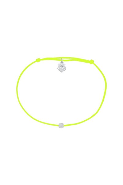 Les Tigres Beyaz Altın Kaplama Gümüş Kaplan Charm Fosforlu Yeşil İp Bileklik