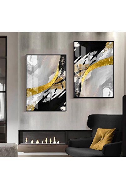 Harika bir ev HARİKABİREV | COMBINATIE ABSTRACTĂ NEGRU-AUR-GRIG 03 | TABLO DE...