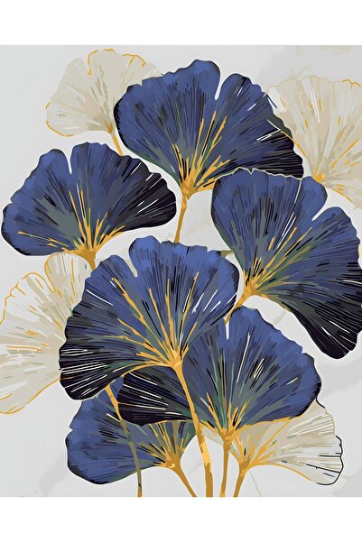 Harikabirev HARİKABİREV|LACİVERT-GOLD KOMBİNİ 4 SONSUZLUK ÇİÇEĞİ|ÇERÇEVELİ TEMPERLİ CAM TABLO 3LÜ DİKEY