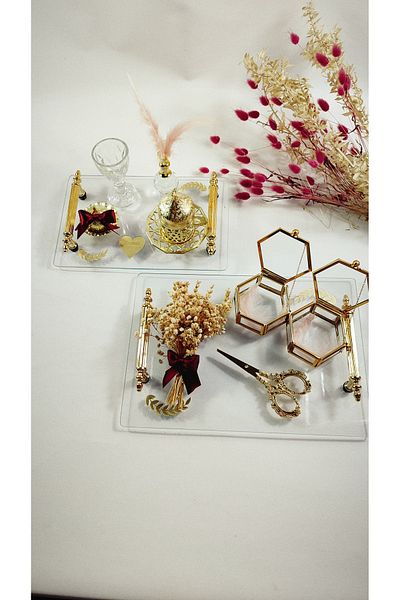 Basic Creation Groom's Coffee and Word Tray - Set of 2, Gold Color, Personali