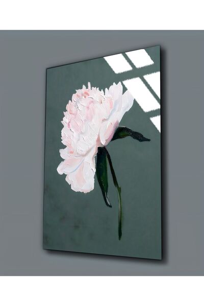 Harikabirev HARİKABİREV | PIECE DE ARTĂ FLORALĂ VERDE-ALBĂ PE STICLA INRĂZĂTĂ...