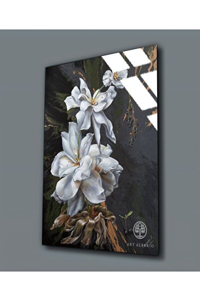 Harikabirev HARİKABİREV | PICTURĂ FLORALĂ ALBĂ PE STICLA INRĂZĂTĂ (TEMPERATĂ)...