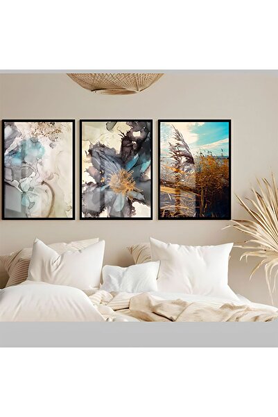 Harika bir ev HARİKABİREV|SOFT TURKUAZ EN ŞIK SOYUT-PÜSKÜL KOMBİNİ|ÇERÇEVELİ ...