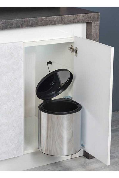 almital mobilya aksesuarları furniture accessories Starax S-2251 Stainless Trash Can Inside Chrome Cabinet 10 Liters