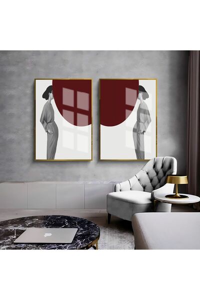 Harikabirev HARİKABİREV | COMBINAT DE ABSTRACTE FEMININ ROȘU-ALB 01 | TABLO D...