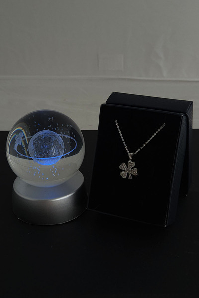moryconcept Yona Kolye Özel Kutuda & Satürn Model Cam Küre Işıklı