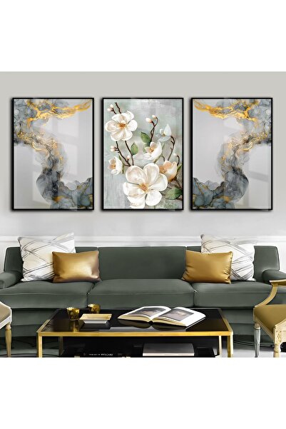 Harika bir ev HARİKABİREV|SU YEŞİLİ-GOLD EN ŞIK ÇİÇEK KOMBİNİ|ÇERÇEVELİ TEMPE...